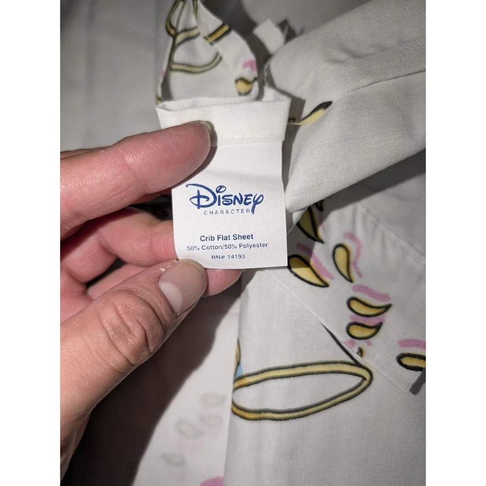 Disney Beauty and the Beast Tea Cup Vintage 2 Piece Crib Size Fitted & Sheet Set